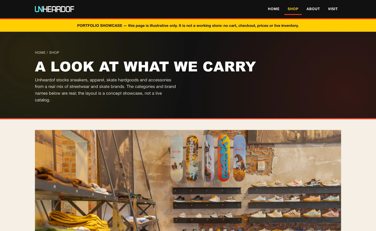 Unheardof Brand concept — Shop page