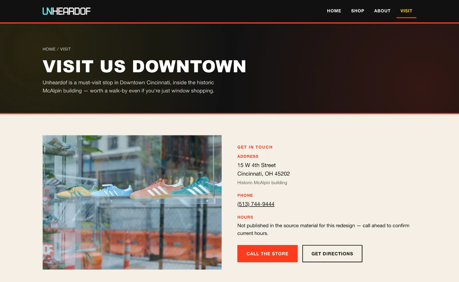 Unheardof Brand concept — Visit page